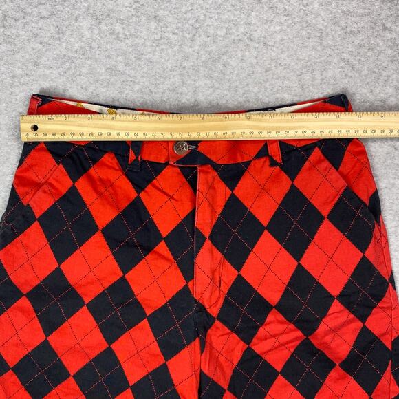 Loudmouth Golf Mens 30 Red Black Argyle Pattern Shorts - Picture 7 of 12